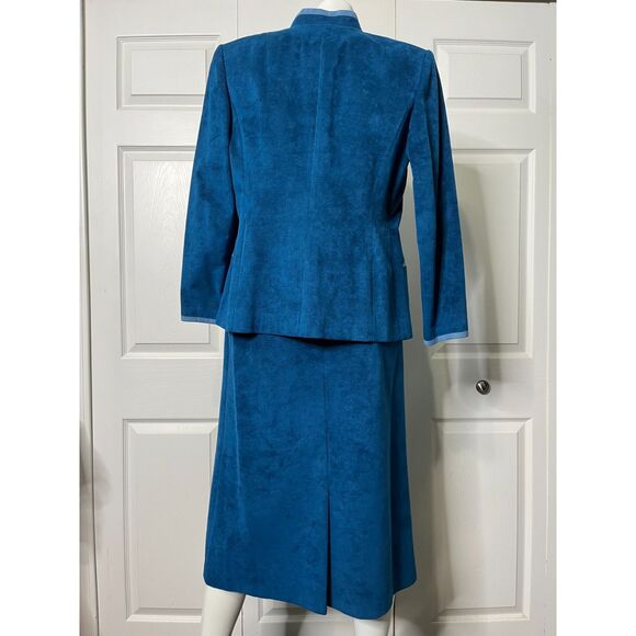Cheng & Cheng Tailor Blue Suede Suit Dress Custom Design RARE! EUC! - Picture 6 of 11